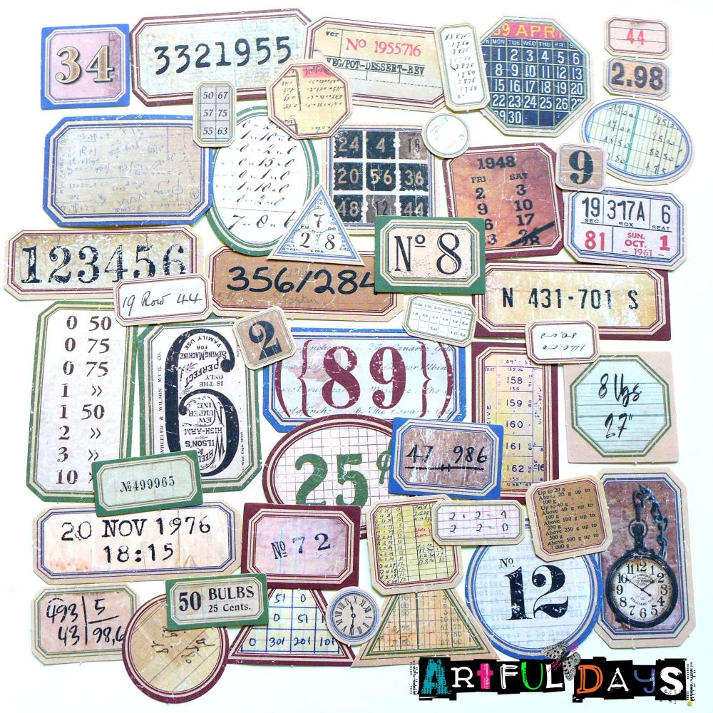 Assorted Vintage Number Stickers (PA002)