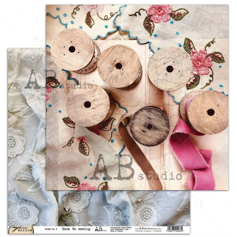"Sewing Bazaar " Scrapbooking Paper 12 x12"- Back to sewing - sheet 3
