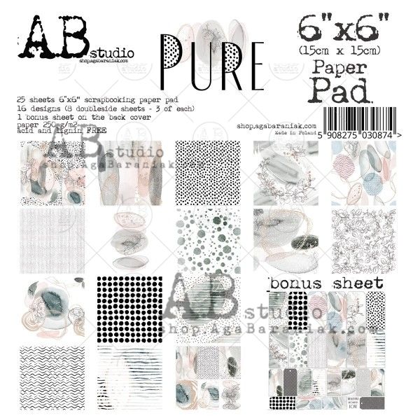 "Pure" Scrapbooking Paper 6x6" Pad, 25 Sheets + 1 Bonus Page