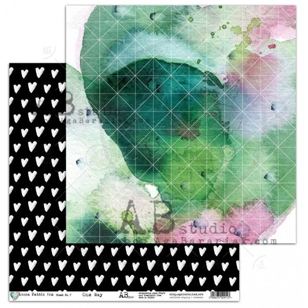 "Green bubble tea" Scrapbooking Paper 12 x12"- One Way - sheet 7