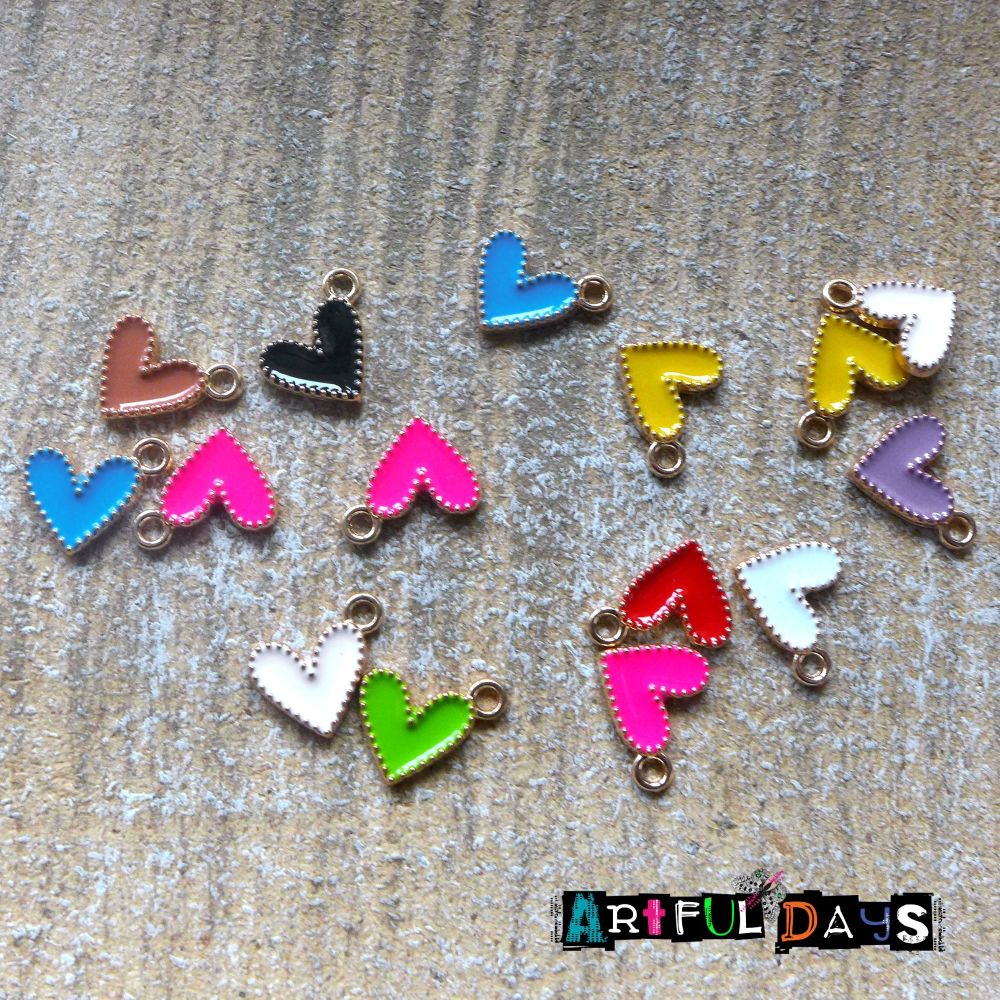Mini Coloured Heart Charms - Valentines Day