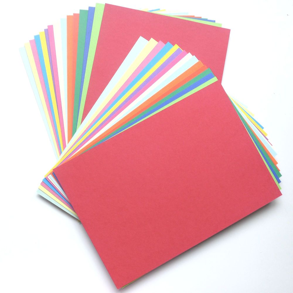 Pack of 30 A5 sheets of coloured lightweight card