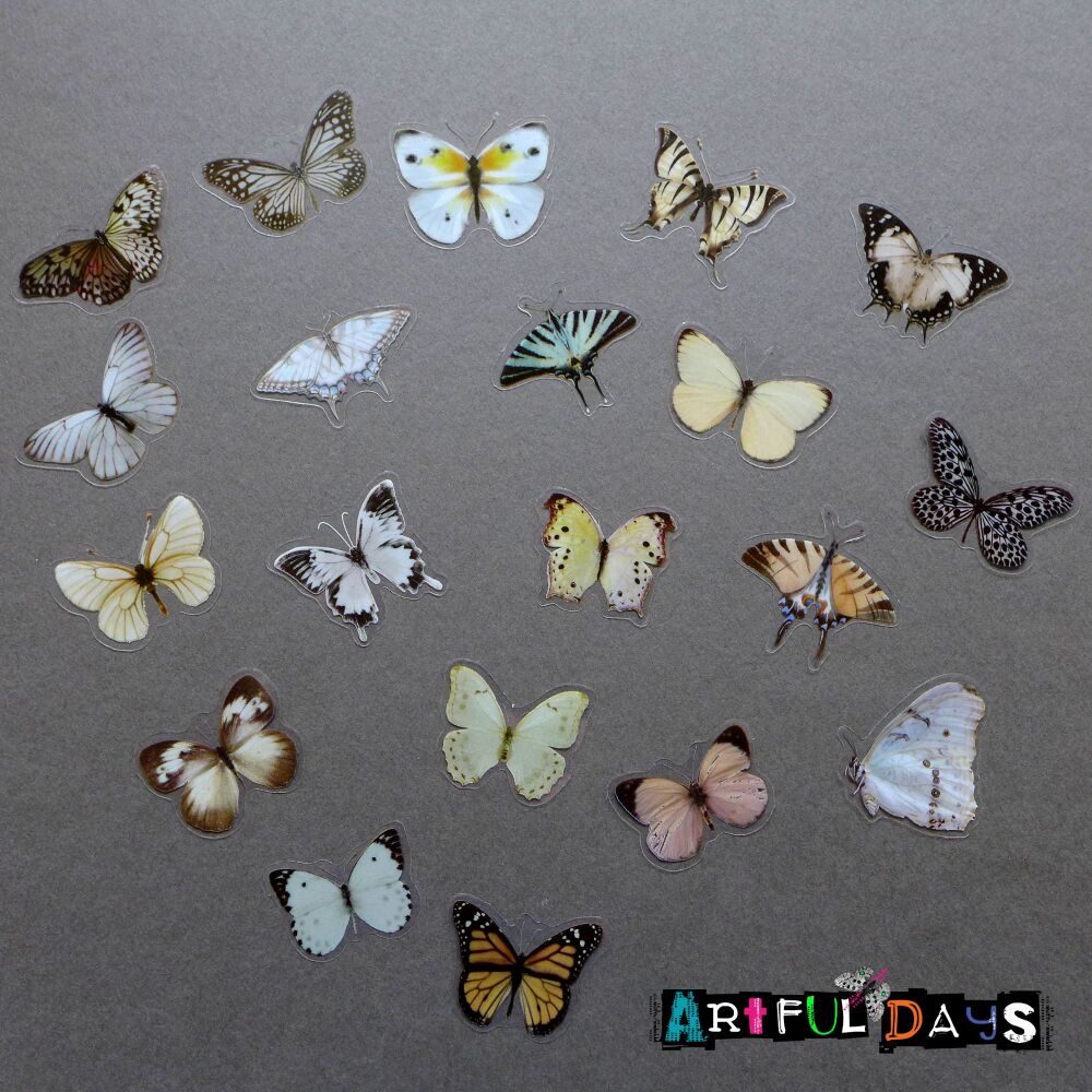 Beautiful Butterfly Stickers - Natural Browns (PA010)