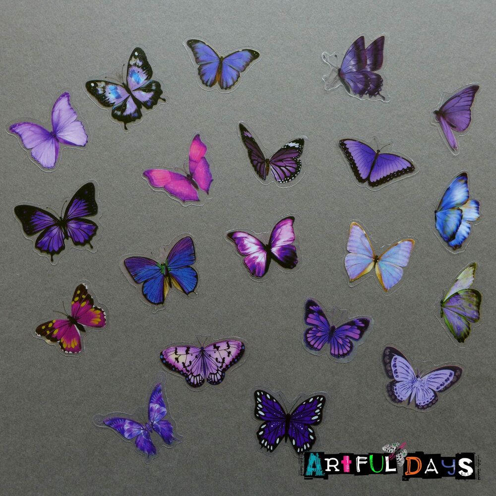 Beautiful Butterfly Stickers - Purples (PA010)