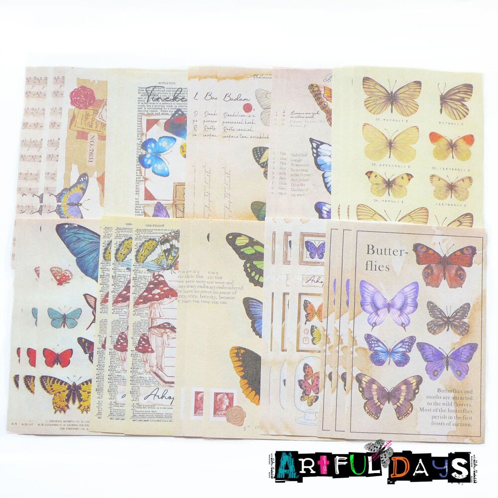 Rustic Feel Butterfly Papers 30 Sheets (PA014)