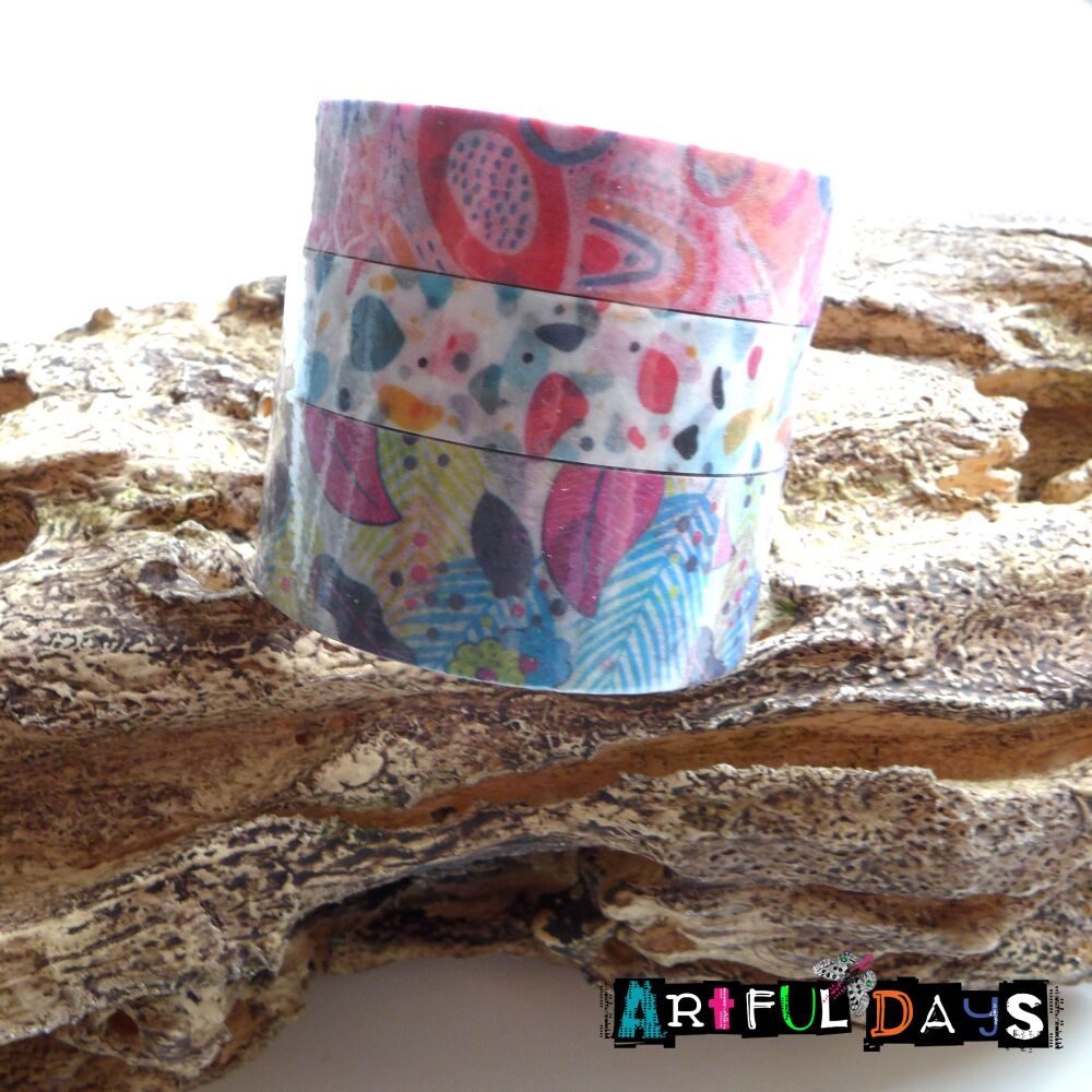 Pink Pattern Gold Foiled Washi Tape (W8021)