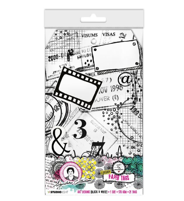 Signature Collection Luxury Paper Tags Black and White Prints (ABM-SI-TAG01