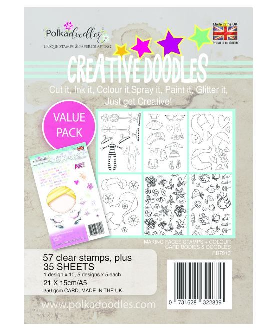 Polkadoodles Creative Doodles Making Faces A5 Stamp & Card Kit (PD7913)