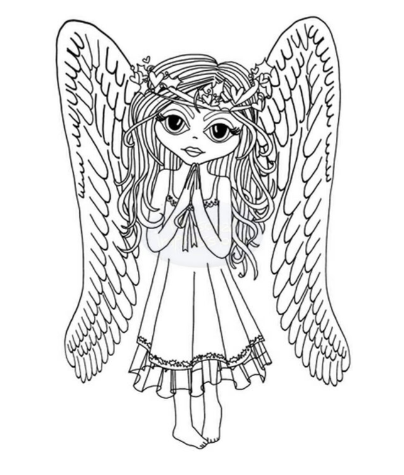 Polkadoodles Angel Pray Christmas A6 Clear Polymer Stamp.