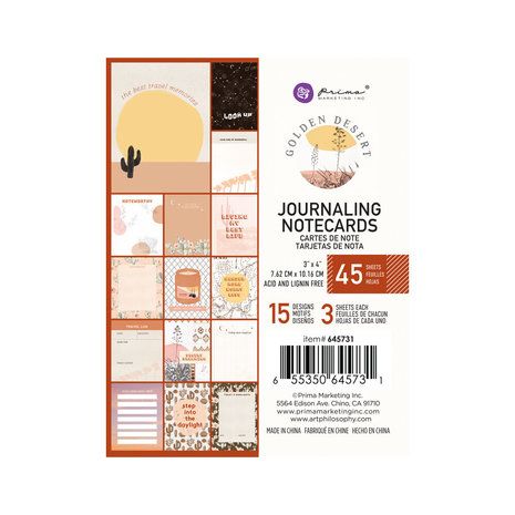 Prima Marketing Golden Desert 3x4 Inch Journaling Cards (645731)