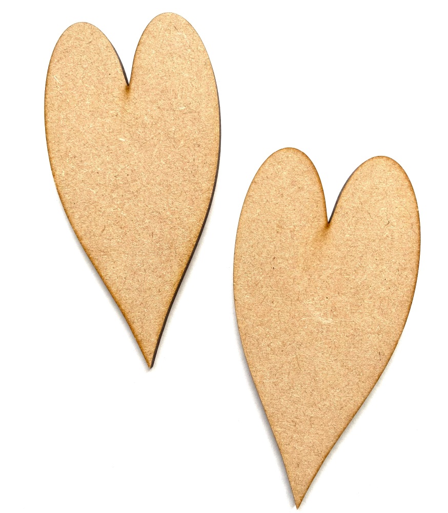 Pair of 13cm long MDF hearts