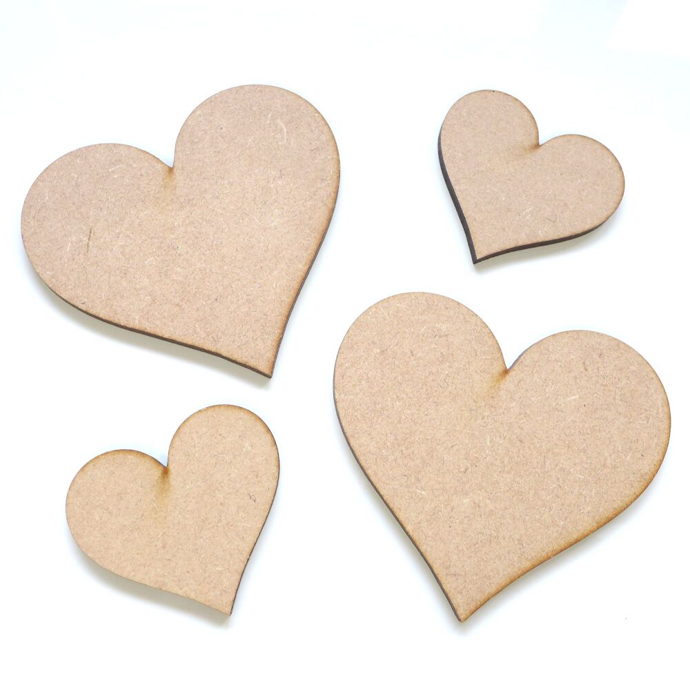 Pack of 4 MDF Hearts