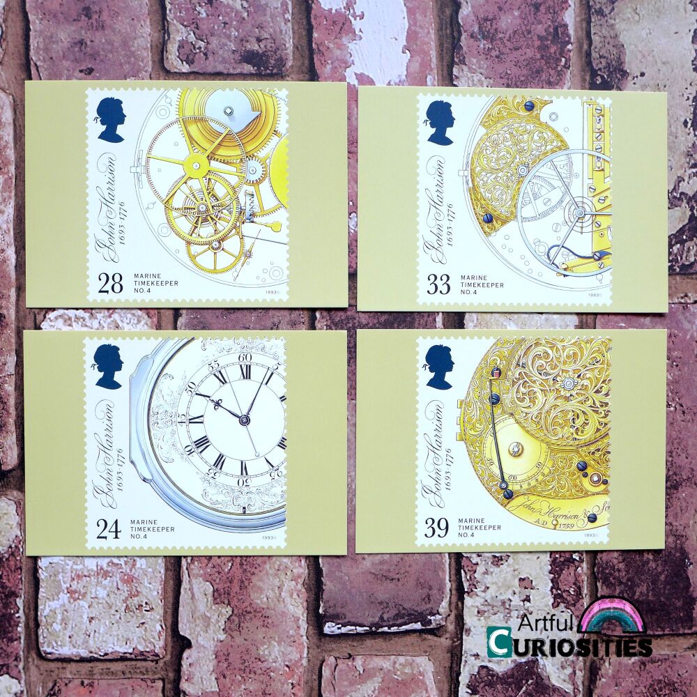 Postcard 4 Pack - Stamp Reproductions Timekeepers - AC112