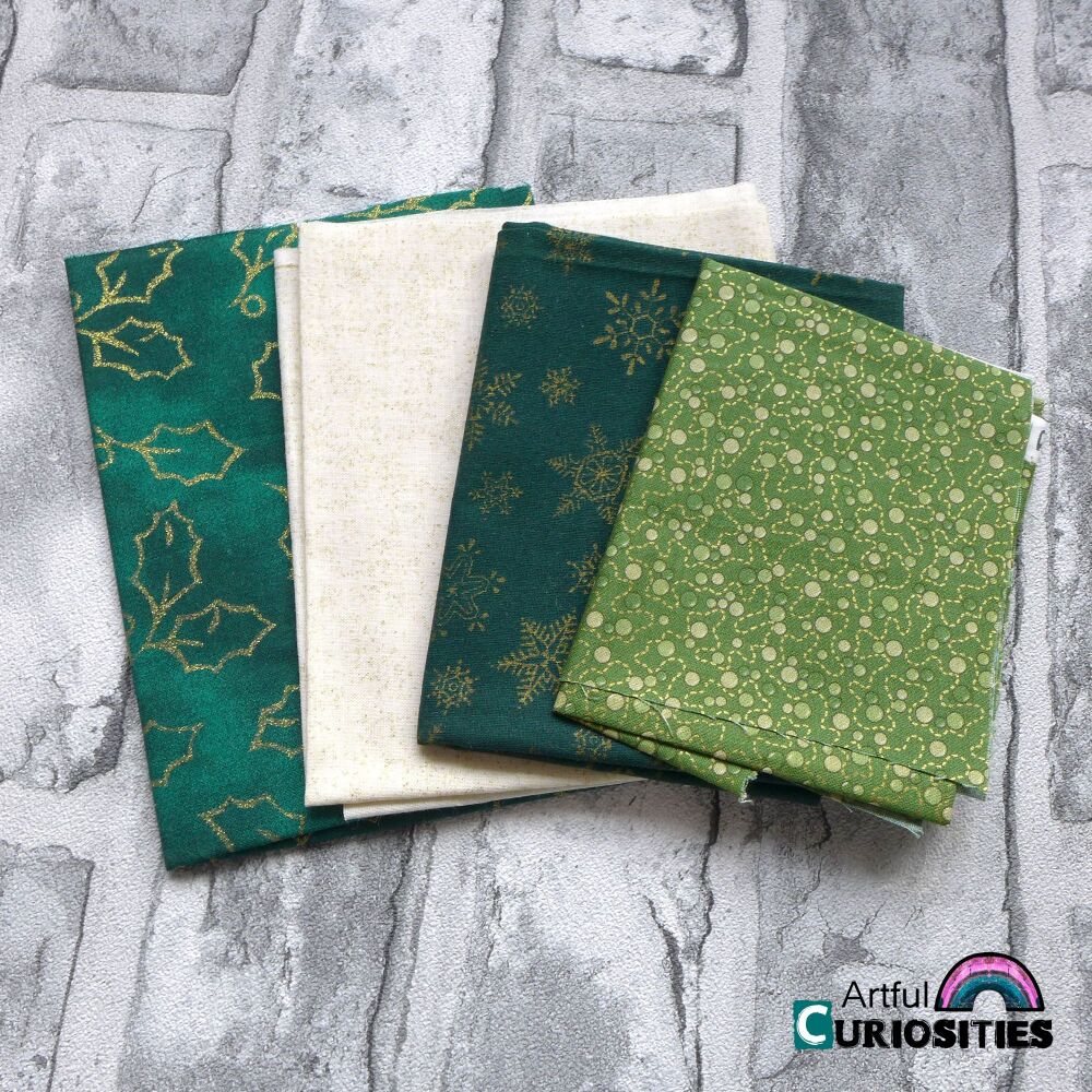 Fabric/Lace/Trim - Bundle of Green Christmas Fabric  - AC126