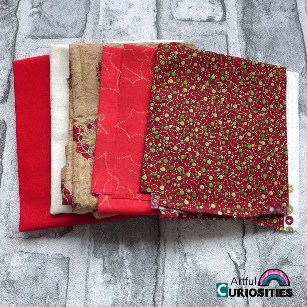 Fabric/Lace/Trim - Bundle of Red Christmas Fabric  - AC127