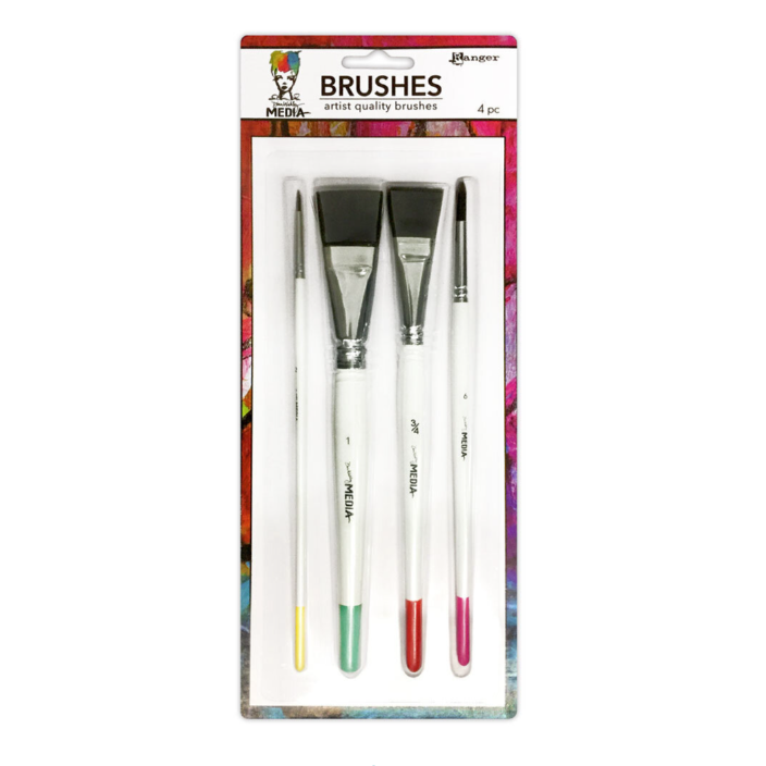 Dina Wakley MEdia Synthetic Bristle Brush Set (4pcs) (MDA55761)