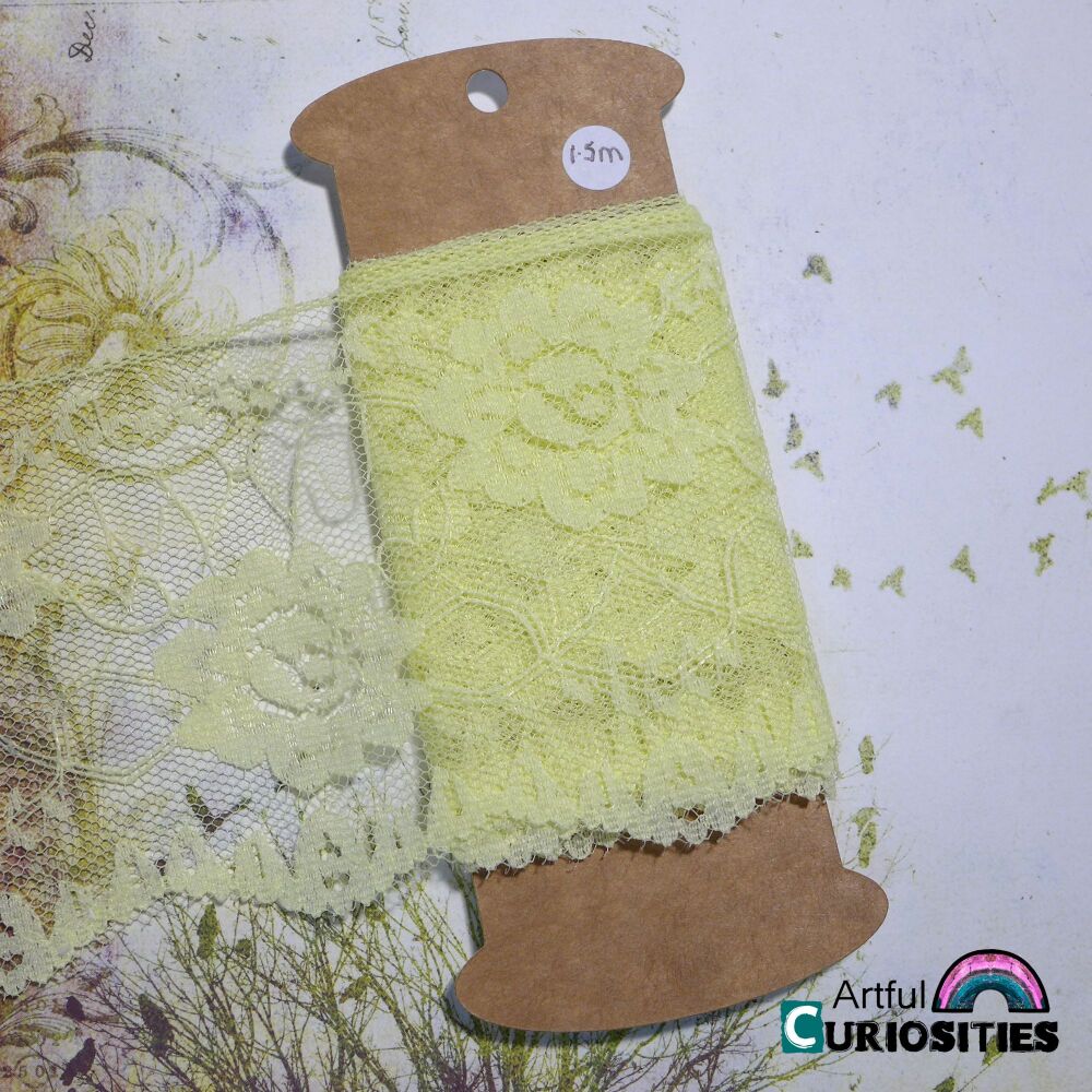 Fabric/Lace/Trim - Pale Spring Yellow Wide Lace- AC156