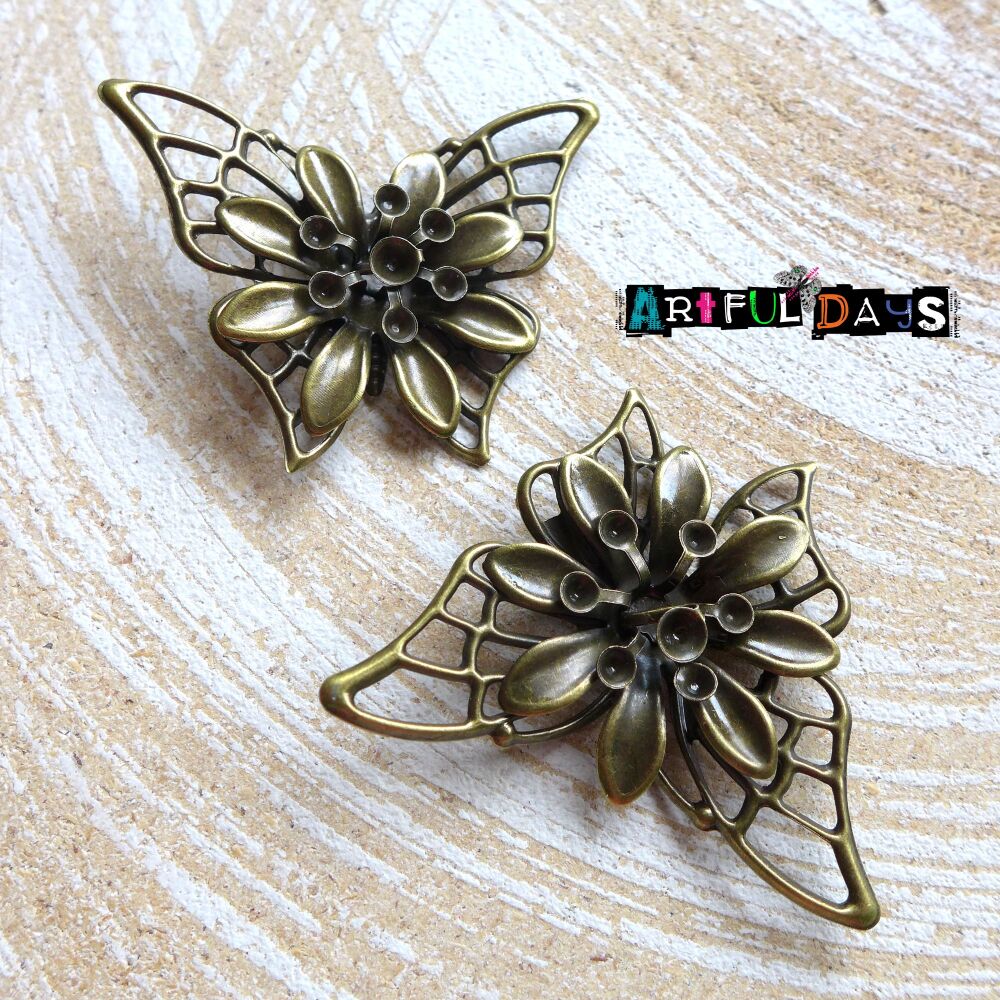 Bronze Butterfly Flower Charms (C029)