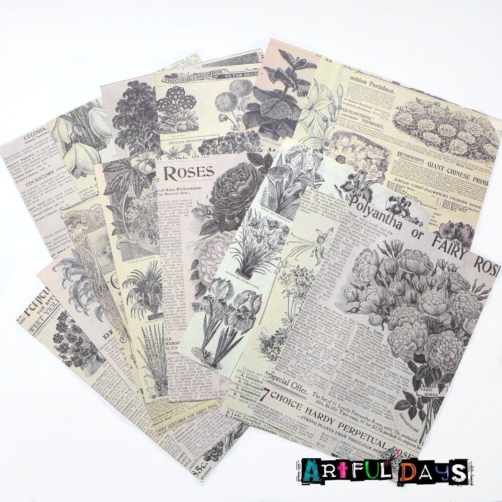 Vintage Floral Papers A5 (PA007)