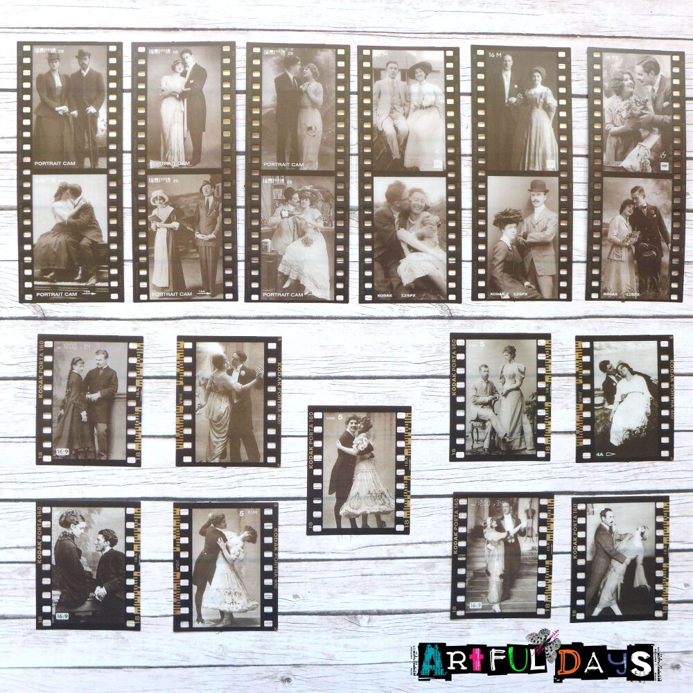 Vintage Black & White Camera Film Stickers, 15pcs (PA004)