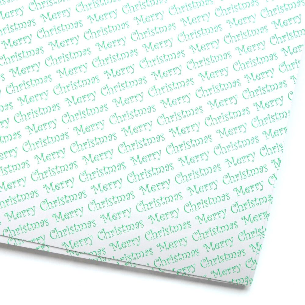 Merry Christmas Gloss Card 10 A4 Sheets - Green