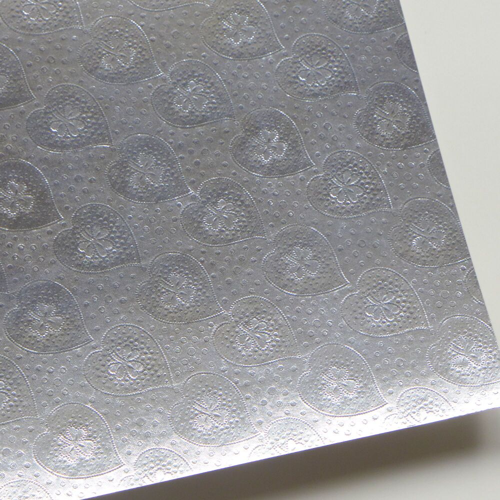 Silver Embossed Heart Mirri Card 10 A4 Sheets