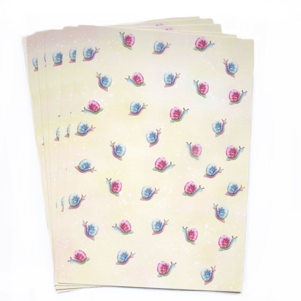Adorable Snails Backing Card 5 x A4 Sheets
