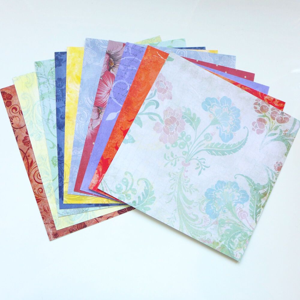 Double Sided  Patterned Papers 10 x 8x8" Sheets