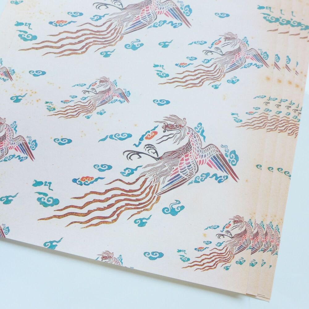 Chinese Flying Dragon Paper 5 x A4 Sheets