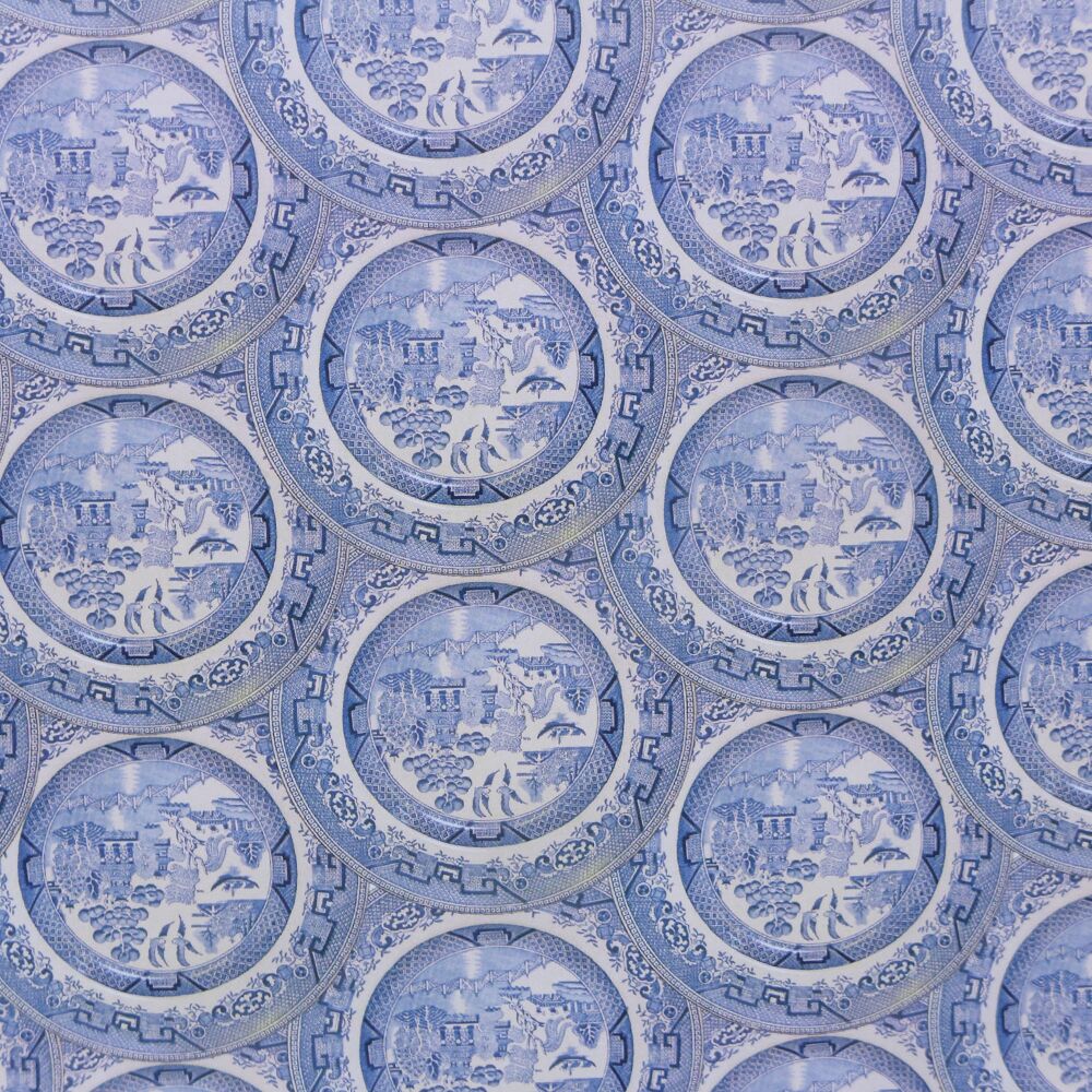 Blue China Plates Paper 5 x A4 Sheets