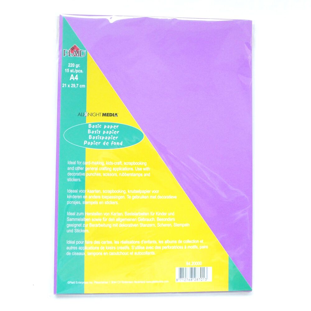 Plaid - Coloured Card 15pcs 220gsm