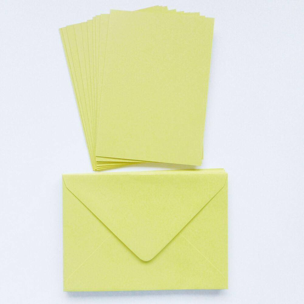 Yellow Card Blanks & Envelopes - A6 Size, Pack of 10