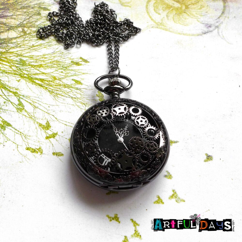 Steampunk Pocket Watch - Black (C127)