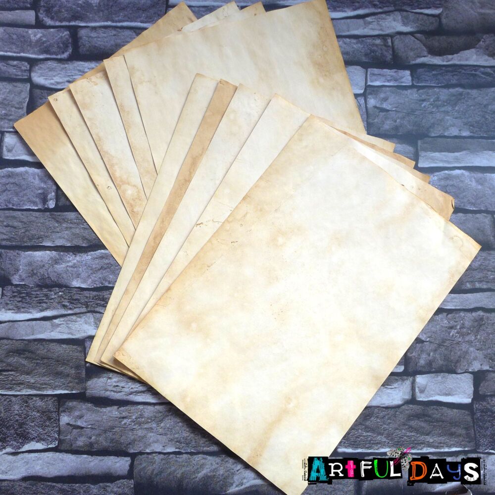 Hand Dyed Tea Stained Papers A4 x 10 Sheets