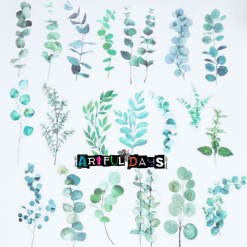 Leaves Clear Back Stickers - 20pcs (PA030)