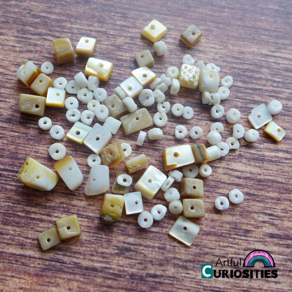 Beads - Natural Irregular Square & Seed Beads - AC272
