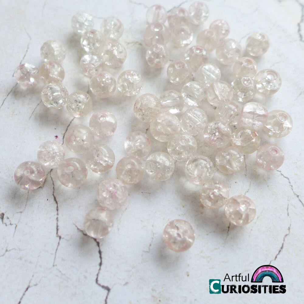 Beads - Round Crackle Beads 8mm - AC273