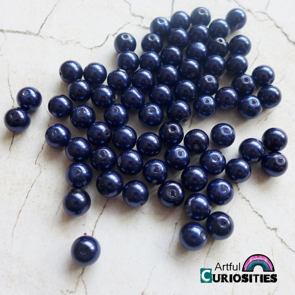 Beads - Midnight Blue Round Beads 8mm - AC275