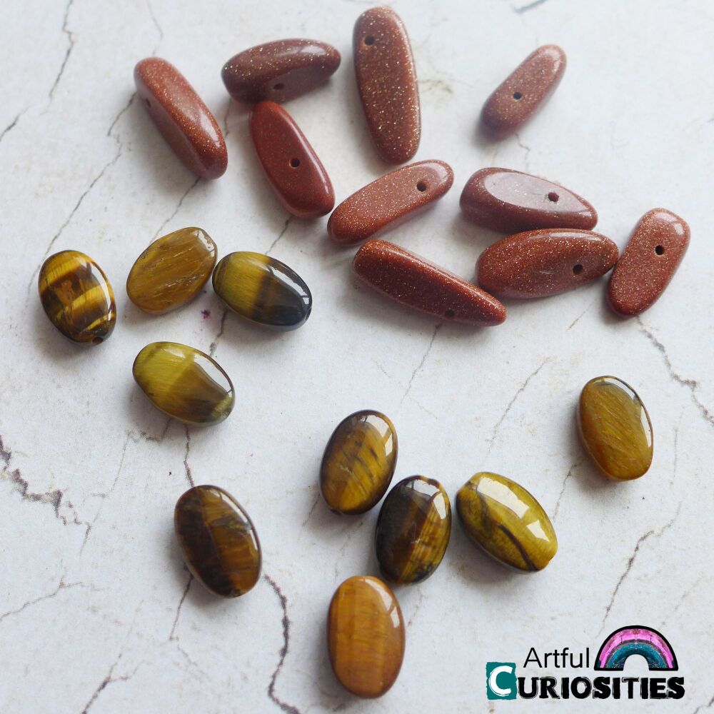 Beads - Glittered Copper & Natural Beads Mix - AC274