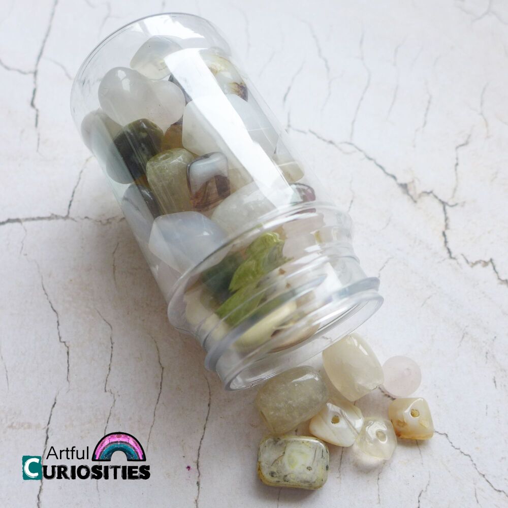 Beads - Jar of Assorted Beads - Natural - AC288