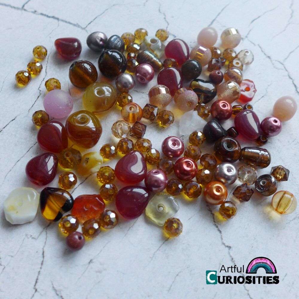 Beads - Assorted Style Beads - Coppery Tones - AC292