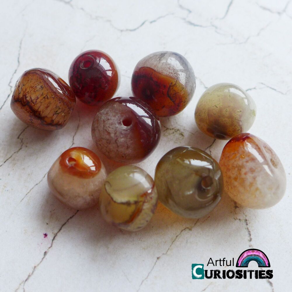 Beads - Agate Style Beads - Browns - AC296