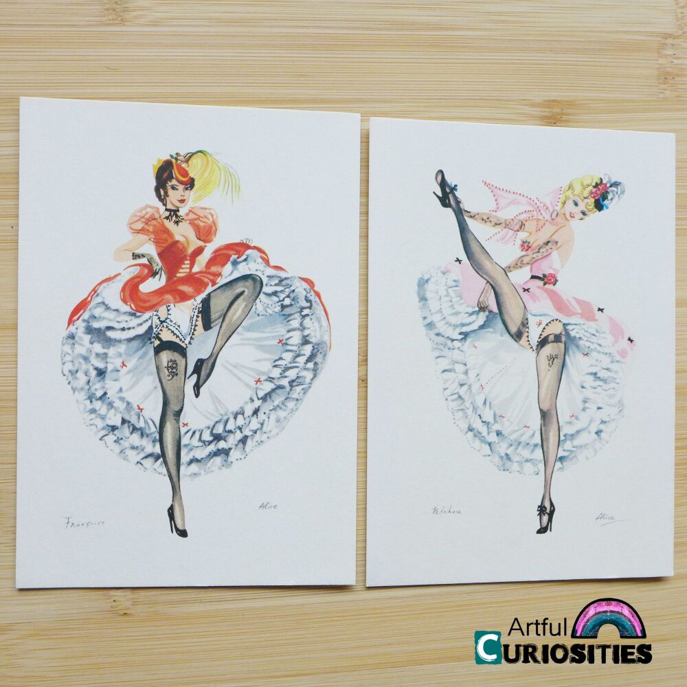 Postcard Pair - Can-can Dancers  - AC320