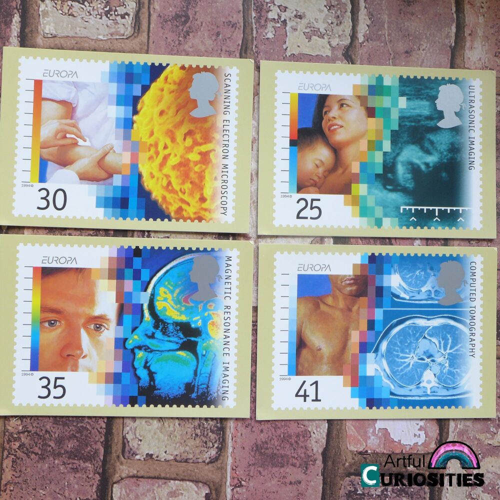 Postcard 4 Pack - PHQ Stamp Reproductions Medical Discoveries - AC325