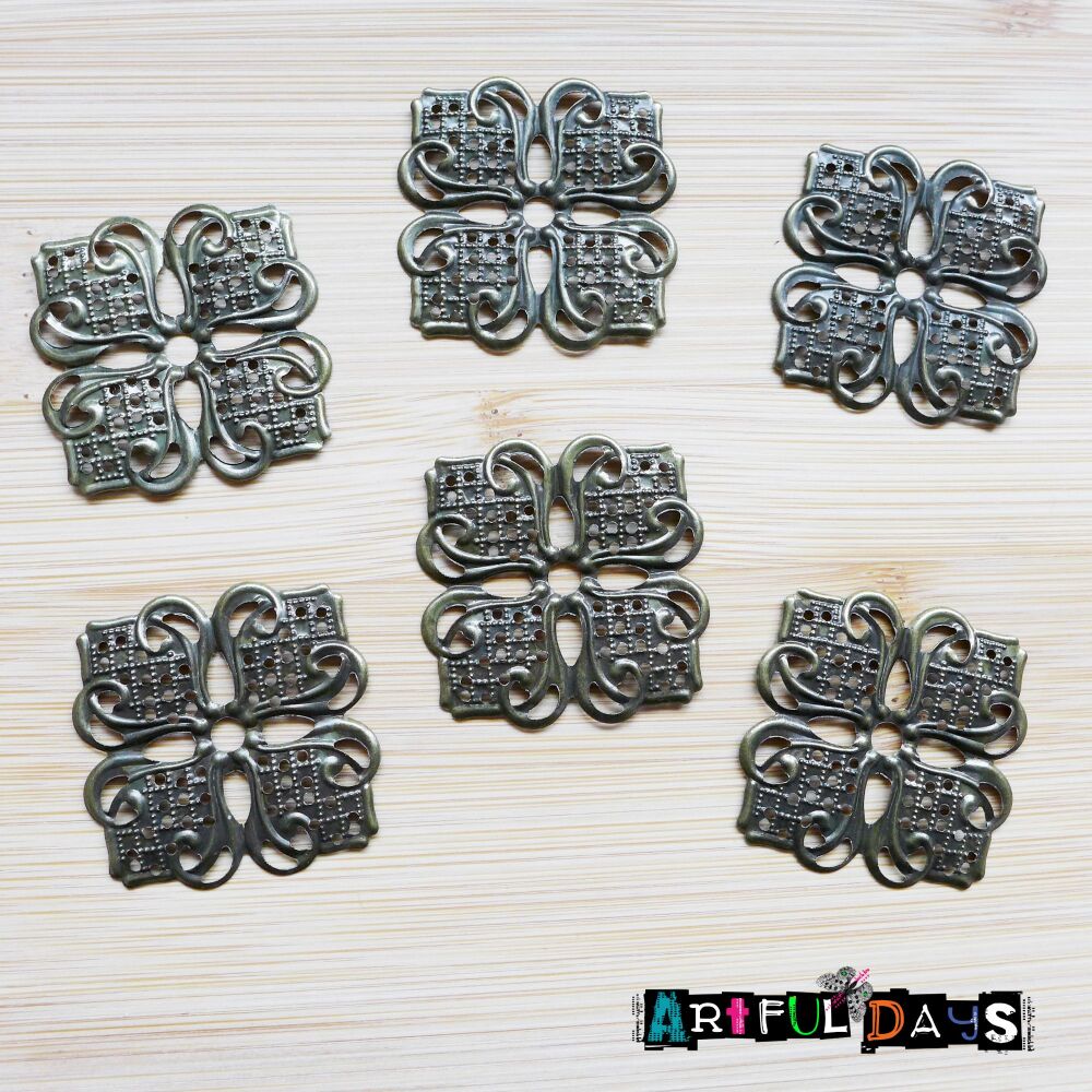 Bronze Filigree Floral Squares (C095)
