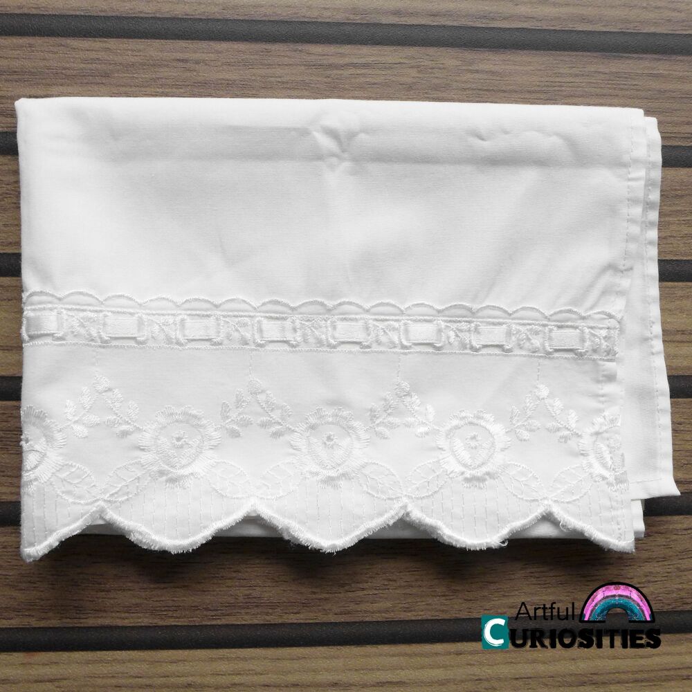Fabric/Lace/Trim - White Embroidered Edge Cotton - AC339