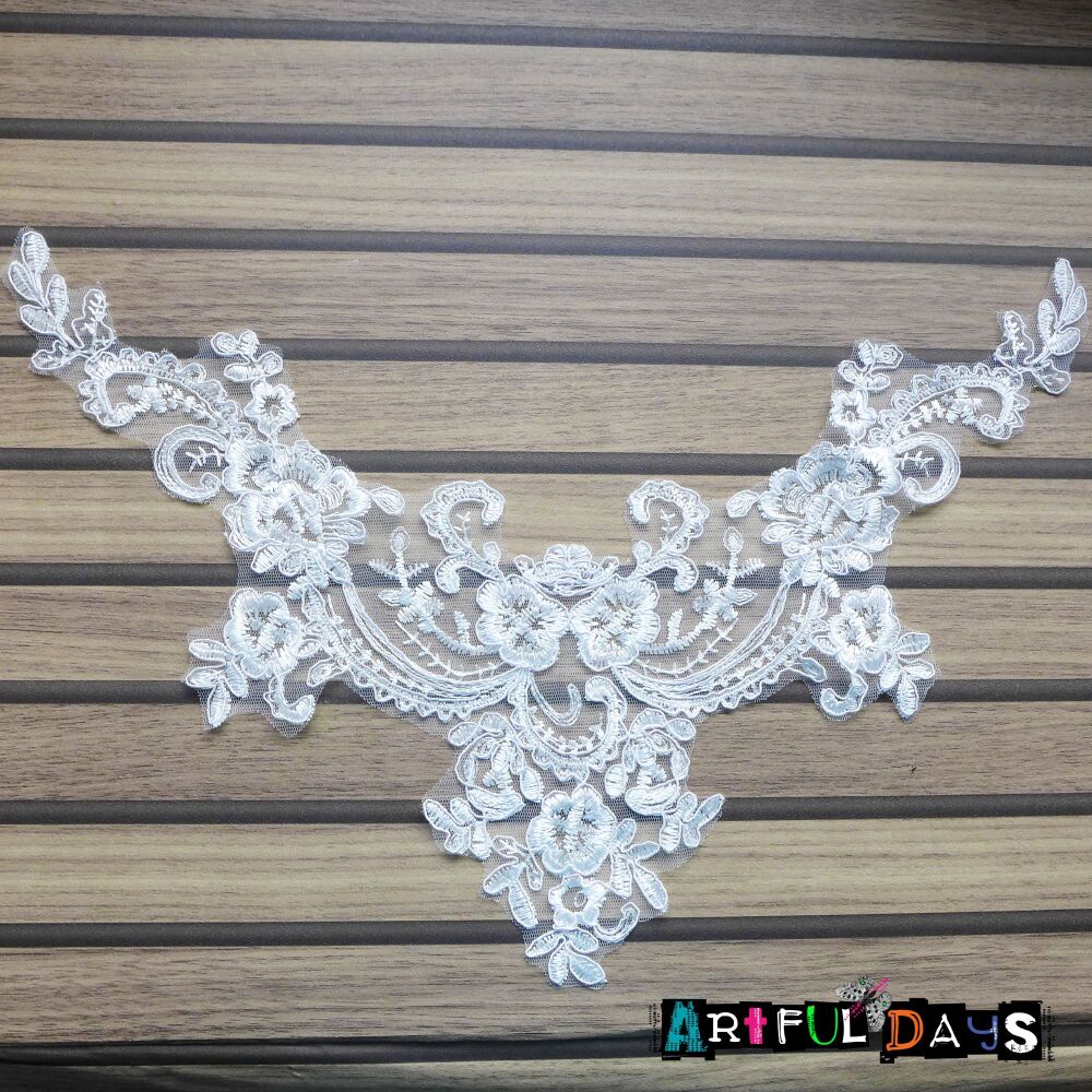 White Embroidered Lace Collar