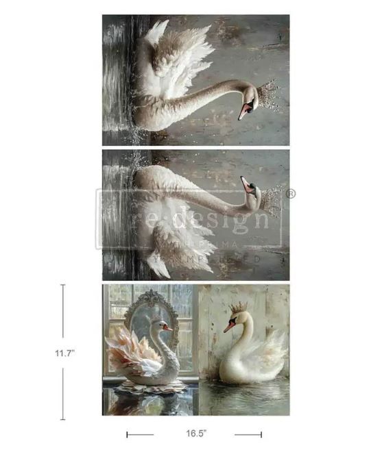 Redesign with Prima Swan Serenity  A3 DECOUPAGE FIBRE Paper