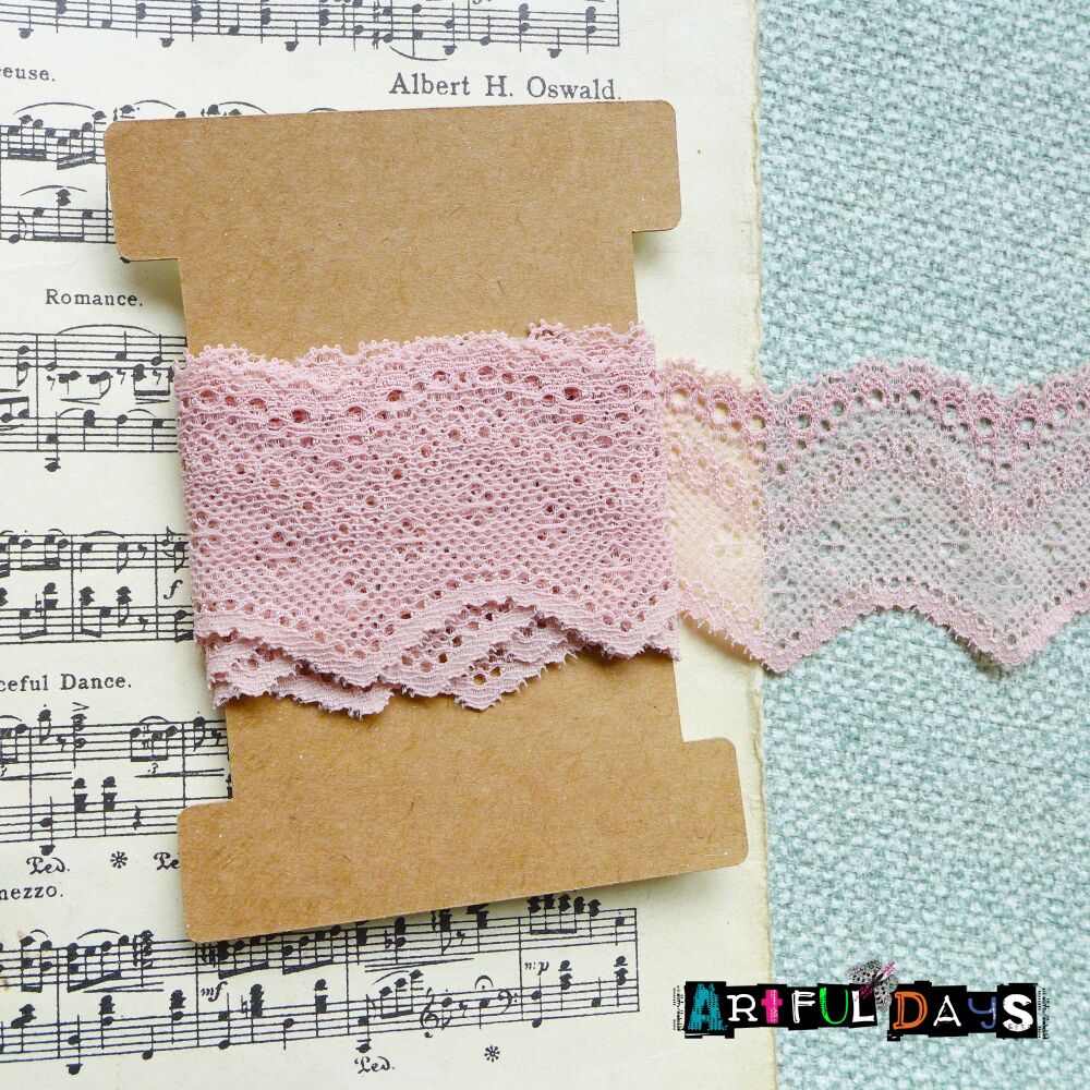 Lace Collection - 1m Delicate Pink Scallop Lace - 0225L