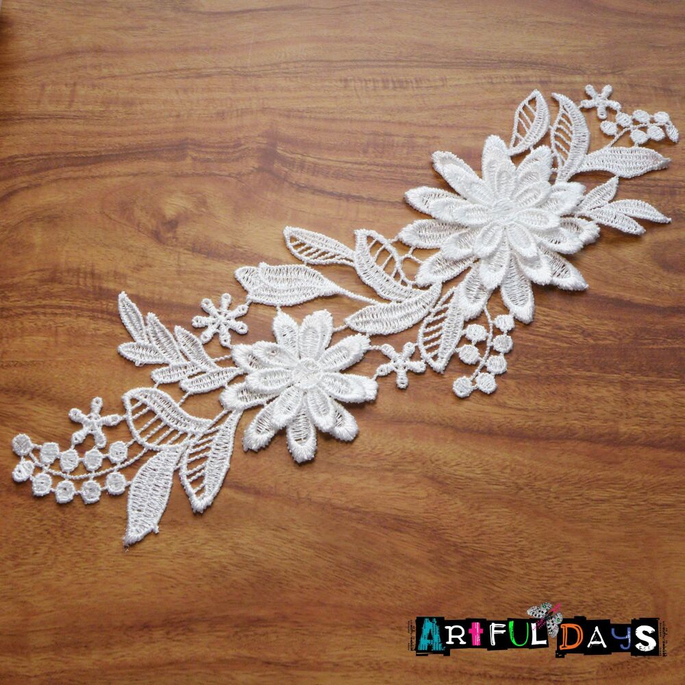 Lace Cotton White Floral Applique Motif 04